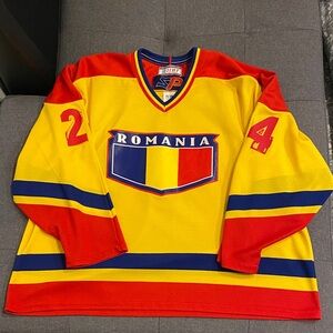 Team Romania IIHF Game Worn / Issued Official Hockey Jersey Men’s XL
